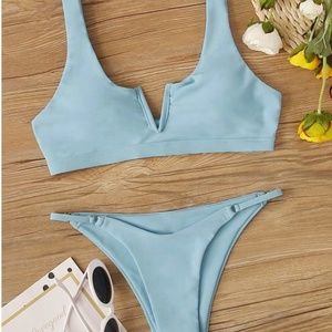 Light blue Shein V-wire bikini set